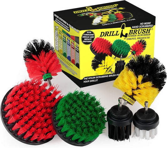 The Ultimate Drill Brush Cleaning Supplies Kit - Bathroom Accessories - Shower Cleaner - Bath Mat - Kitchen Accessories - Grout Cleaner - Dish Brush Set - Stove, Oven, Sink, Outdoor Drill Scrubber