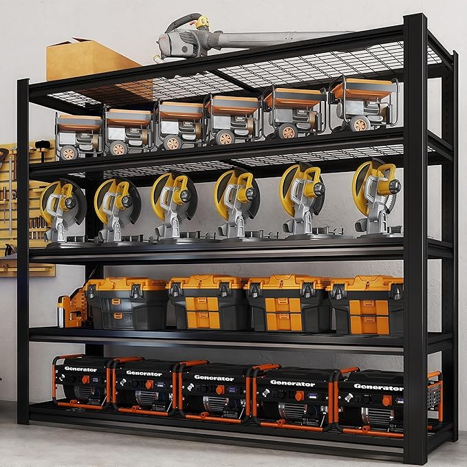 62" W x 24" D x 84" H Garage Shelving Heavy Duty Metal Shelving 3500LBS Storage Shelves Adjustable Metal Shelves for Storage Industrial Garage Shelves for Warehouse Basement