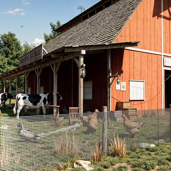 Stainless Steel 304 Welded Wire Fence Roll, Chicken Wire, 1/2 Inch Hardware Cloth, Supports Poultry Netting Cage Fencing, Keep The Animals Out, Protecting New Plants(48inx100ft)