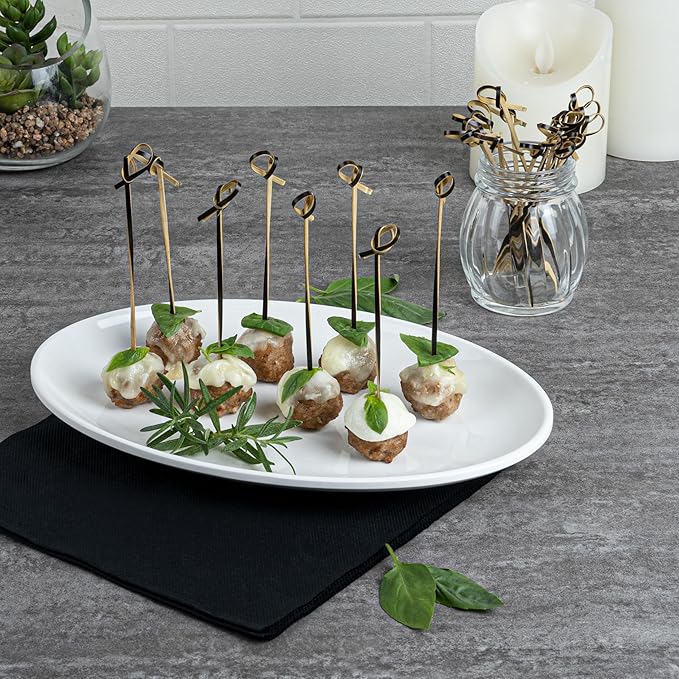 Restaurantware 6 Inch Twisted Bamboo Skewers 1000 Sturdy Disposable Bamboo Food Picks - Sturdy Looped Knot Black Bamboo Appetizer Picks Sustainable For Serving Appetizers and Cocktail Garnishes