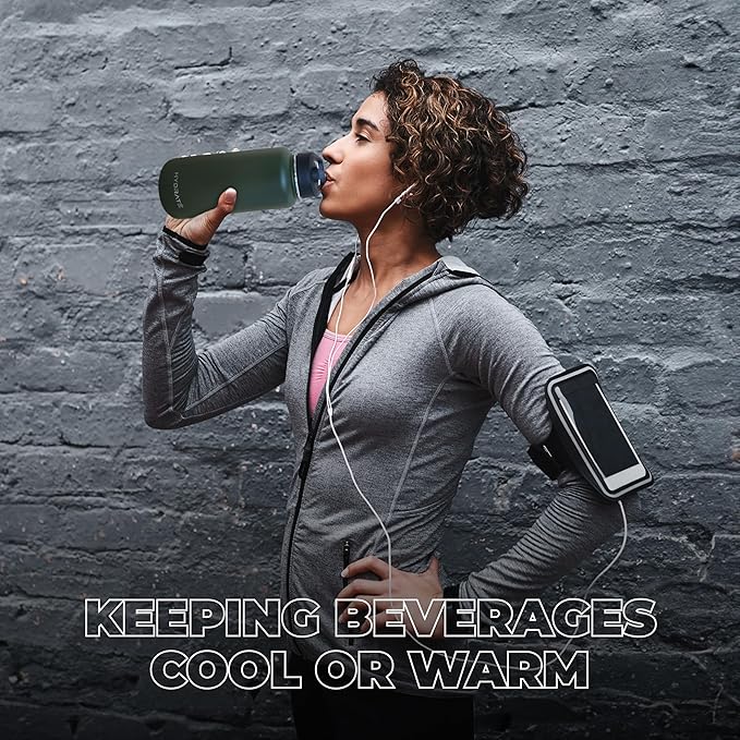 HYDRATE Insulated Stainless Steel Water Bottle - Large Reusable Flask with Leak-Proof Design and Convenient Handle - Double Vacuum Insulation for School, Work, or Adventure