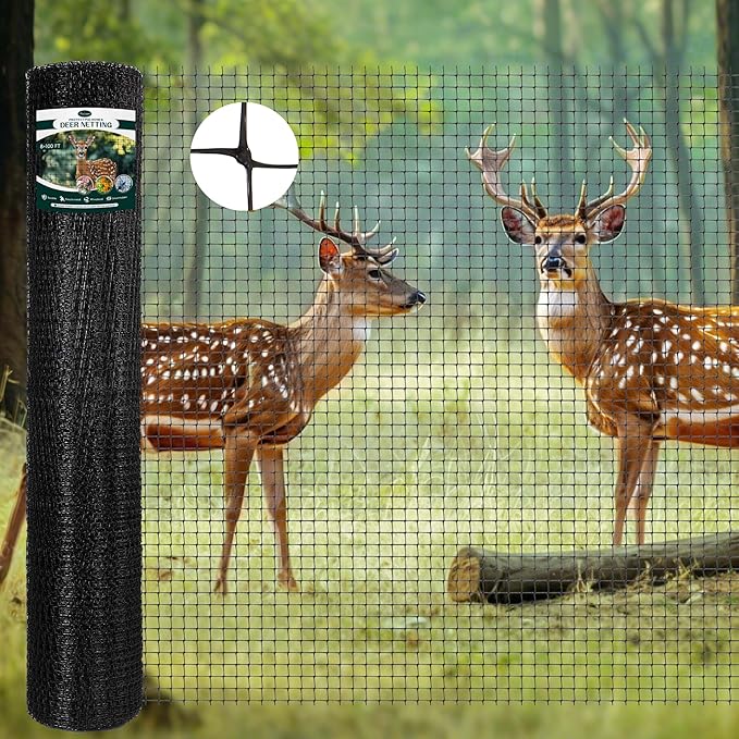 FRUITEAM 8ft×165ft Deer-Fence,Deer-Netting for Garden,Wildlife Netting,Heavy Duty Garden Fencing Roll for Plant Protection