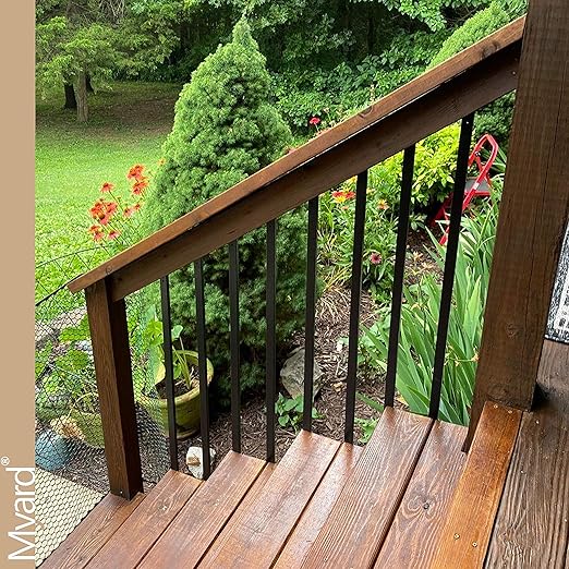 Myard 31 Inches Estate Hollow Square Iron Deck Balusters Furniture with Screws for Facemount Decking Railing Porch Fence Staircase Banister Balustrade (25-Pack, Matte Black)