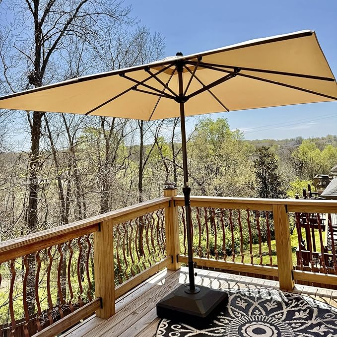 PURPLE LEAF 10' x 10' Square Patio Umbrella Outdoor Table Umbrella Aluminum Frame Market Umbrella Sun Umbrella with 8 Sturdy Ribs for Garden Deck Lawn & Pool Beige