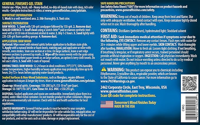 General Finishes Oil Base Gel Stain, 1 Pint, Colonial Maple