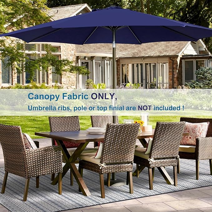 Blissun 9ft Patio Umbrella Replacement Canopy, Market Umbrella Top, Outdoor Table Umbrella Canopy for 8 Ribs, Canopy Only