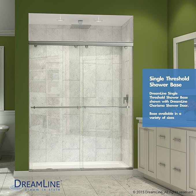 DreamLine SlimLine 30 in. D x 60 in. W x 2 3/4 in. H Center Drain Single Threshold Shower Base in Black, DLT-1130600-88