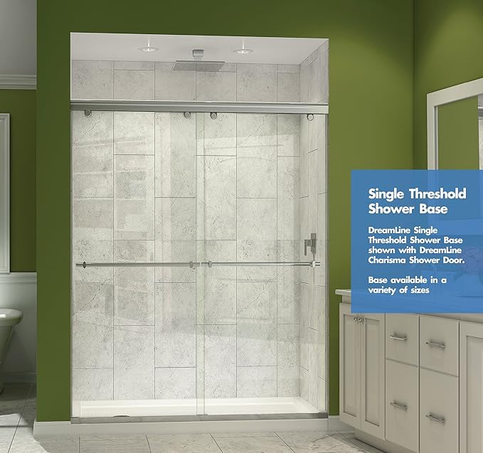 DreamLine SlimLine 34 in. D x 60 in. W x 2 3/4 in. H Left Drain Single Threshold Shower Base in Black, DLT-1134601-88