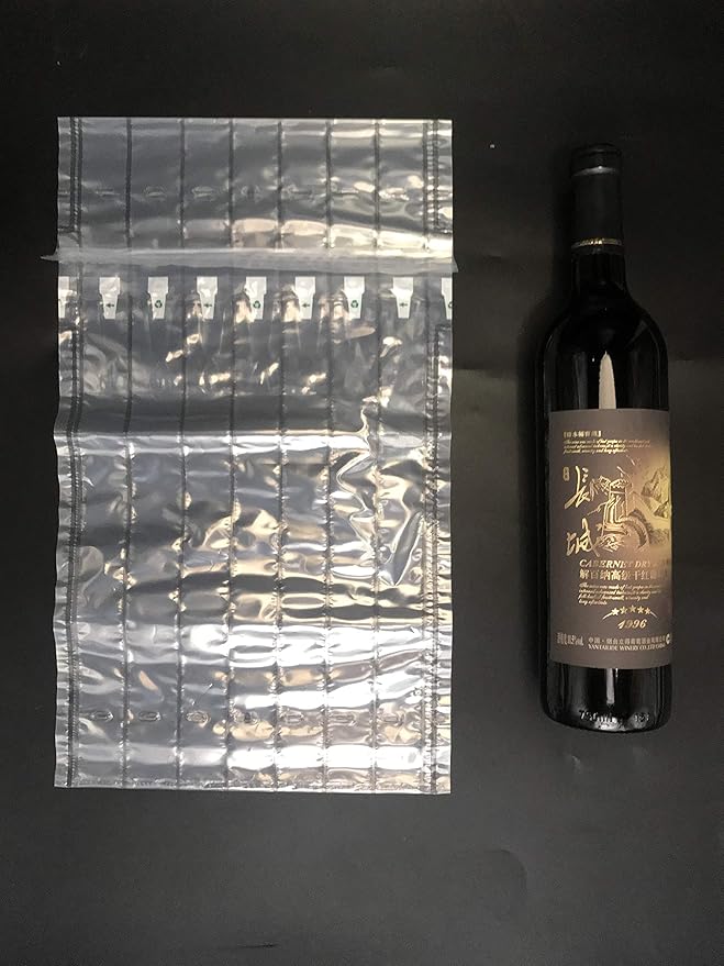 STNTUS INNOVATIONS Wine Bottle Protector, 15 Pack Bubble Cushion Wrap Sleeves for Luggage, Airplane Travel, Transport, Safety Shipping, Inflatable Air Filled Packaging Bags with Pump.