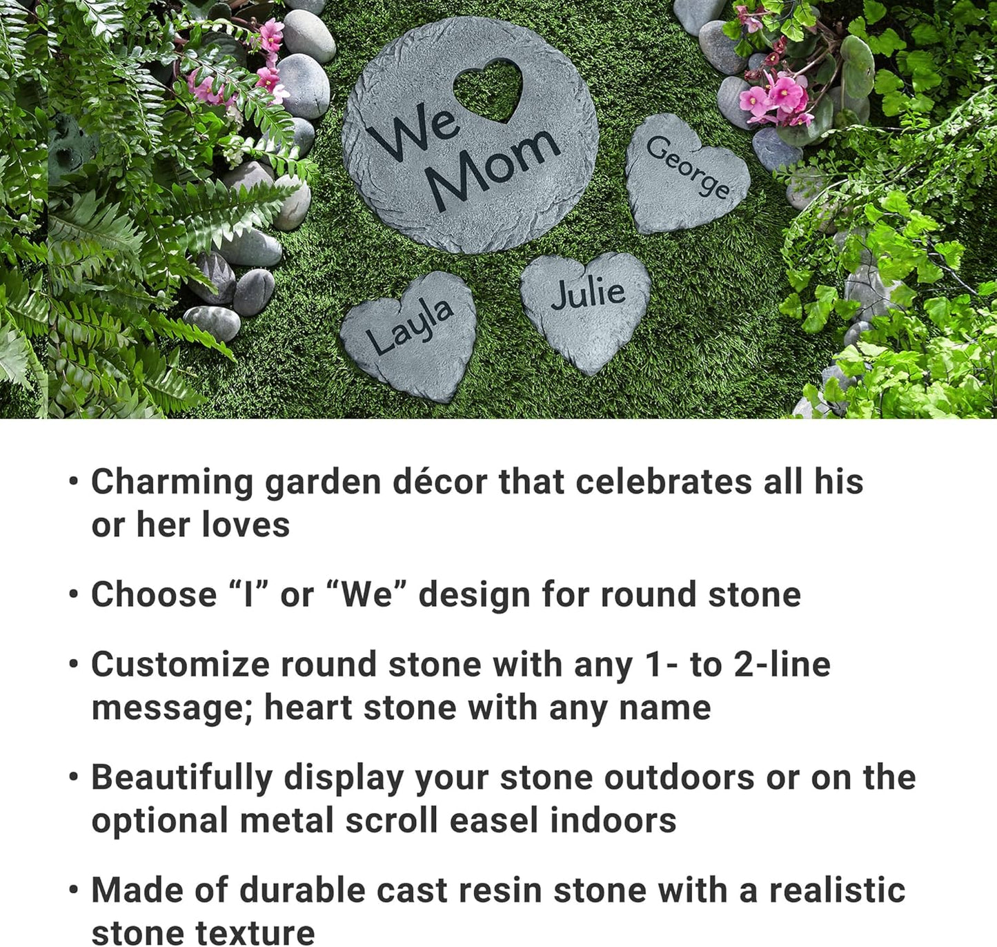 Let's Make Memories Personalized Garden Stone - Resin - Custom Garden Décor - Heart Stepping Stone - for Dad - for Father's Day