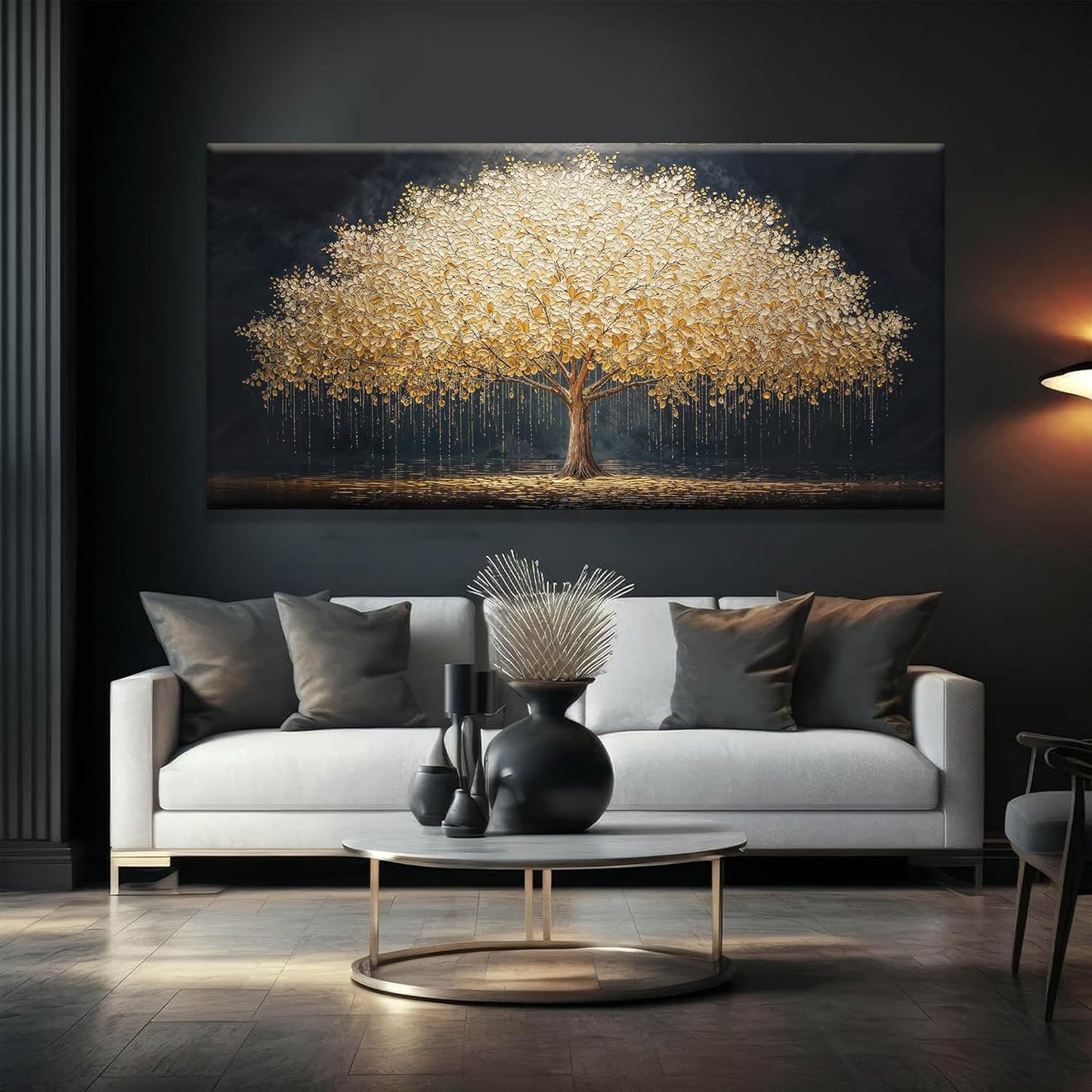 Tsomzxng Abstract Wall Art Gold Tree Of Life Artwork Canvas Art Wall Decor Painting Prints Gold Tree Large Abstract Wall Decor Picture For Living Room Bedroom Home Office Artwork 29"X 58"