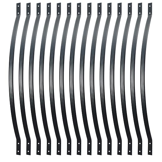 Myard 32-1/4 Inches Grooved Aluminum Deck Balusters Furniture with Screws for Facemount Railing Fencing, Arc Arch Style (25-Pack, Matte Black)