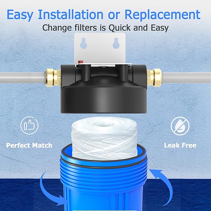 5 Micron Whole House Water Filter Cartridge, String Wound Sediment Filters for Well Water, Replacement for 84637, WPX5BB97P, WP10BB97P, 355215-45 - 10" x 4.5" Cartridges - Pack of 4