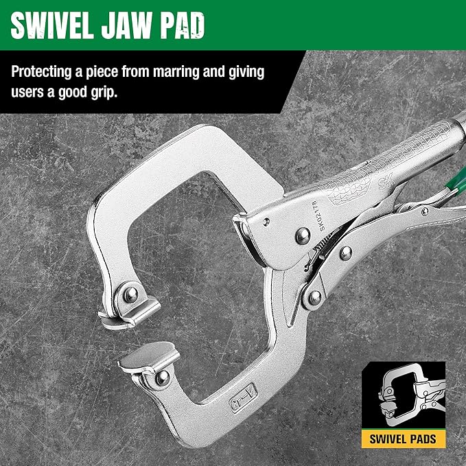 SK 2-Piece C-Clamp Locking Pliers Set with Swivel Pads, 6" & 11" Pliers, Premium CR-V Construction, Ergonomic Anti-slip Handle