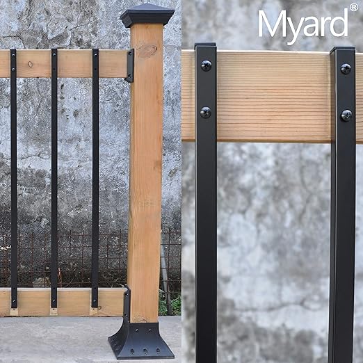 Myard 31 Inches Estate Hollow Square Iron Deck Balusters Furniture with Screws for Facemount Decking Railing Porch Fence Staircase Banister Balustrade (25-Pack, Matte Black)