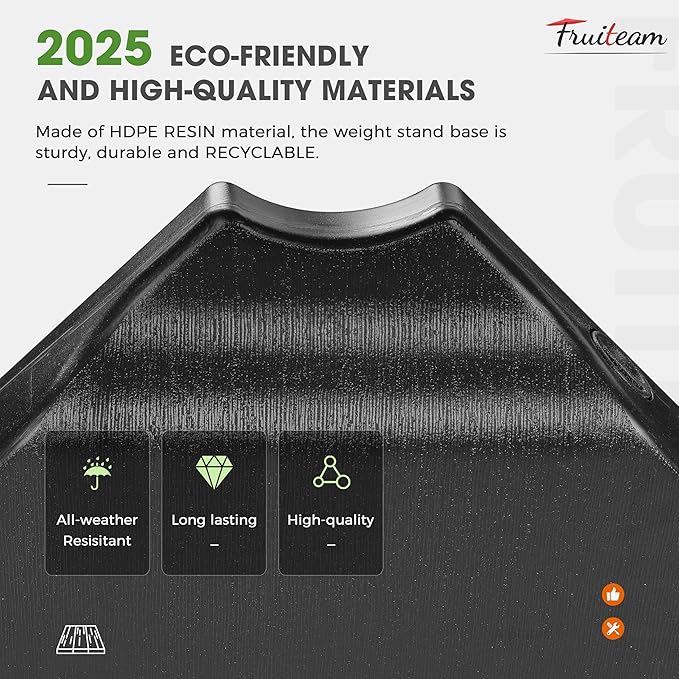 FRUITEAM 233lbs Capacity Durable Patio 4pcs Umbrella Base,with Easy-Fill Ports for Water/Sand,Stabilizes 9-11FT Large Cantilever Outdoor Umbrellas