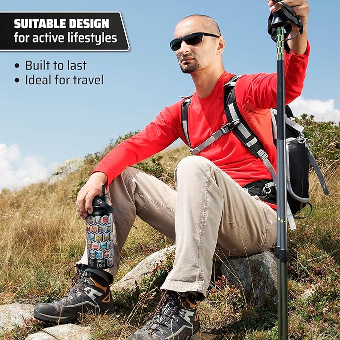 National Parks Water Bottle - Engraved Parks of the USA Bucket List Water Bottle - 63 National Park Stickers, Straw, Cleaning Set - Vacuum Sealed Stainless Steel Water Bottle - 32oz (Black)