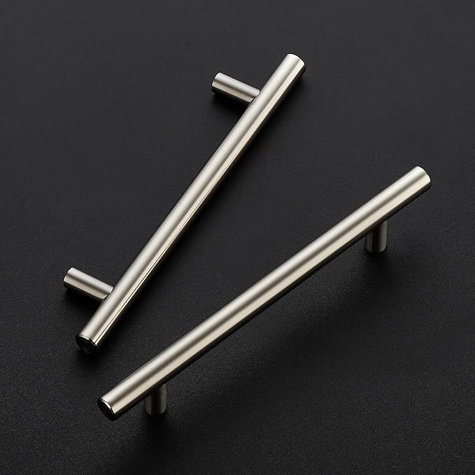 Ravinte 10 Pack | 7.38'' Cabinet Pulls Brushed Nickel Stainless Steel Kitchen Drawer Pulls Cabinet Handles 7-3/8”Length, 5” Hole Center with Mounting Template