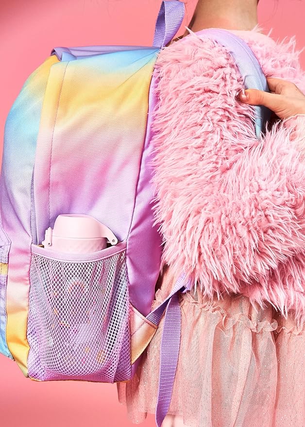 Ion8 Small Water Bottle, 350 ml/12 oz, Leak Proof, Easy to Open, Secure Lock, Dishwasher Safe, BPA Free, Carry Handle, Hygienic Flip Cover, Easy Clean, Odor Free, Carbon Neutral, Pink, Unicorn Design