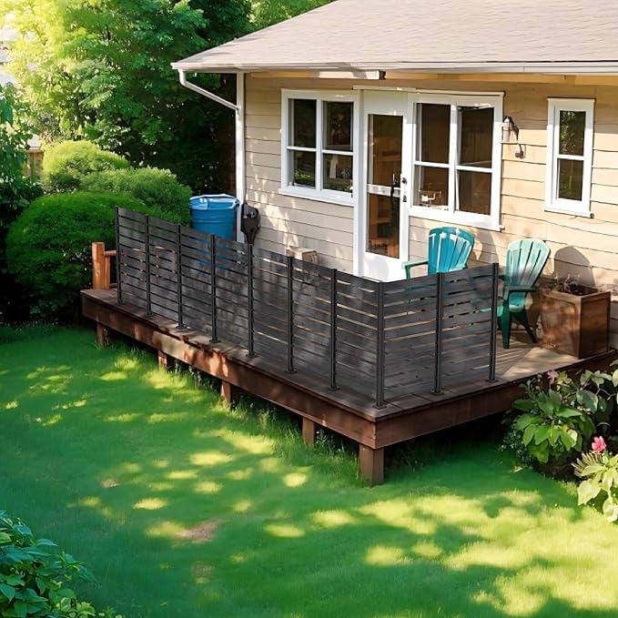 40” W x 60” H Wood Air Conditioner Fence for Hard Ground & Soft Ground, Single Outdoor Garden Fence, Privacy Screen Panel with Aluminum Stakes, Trash Can Pool Equipment Enclosure, Grey