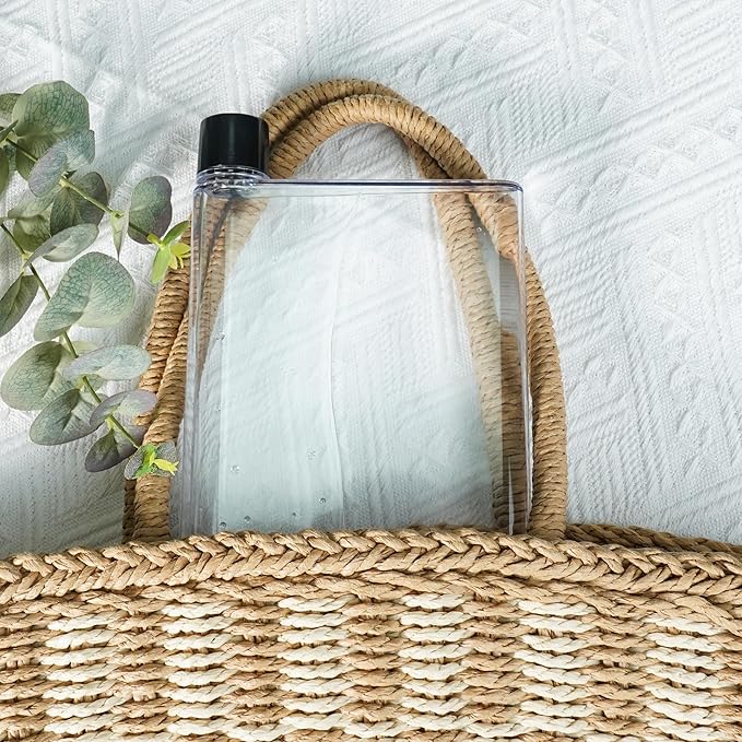 Flat Water Bottle For Travel,14oz Slim Water Bottle,Transparent Slim Water Bottle 420ml-BPA Free&Portable-Square Water Bottle Flat for Sports,Fitness,Camping,Hiking