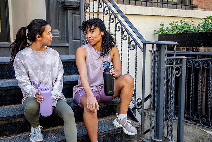 Ello Cooper 32oz Stainless Steel Water Bottle with Straw and Carry Handle, Double Walled and Vacuum Insulated Metal, Leak Proof Locking Lid with Soft Silicone Spout, Reusable, BPA Free, Black