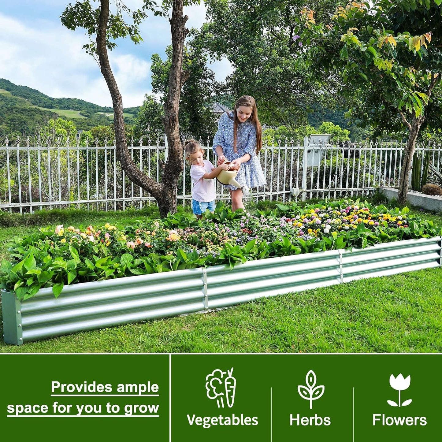 Land Guard 12×4×1ft Galvanized Raised Garden Bed Kit for Vegetables, Galvanized Super Large Metal Planter Raised Garden Boxes Outdoor(359 Gallon Capacity)…