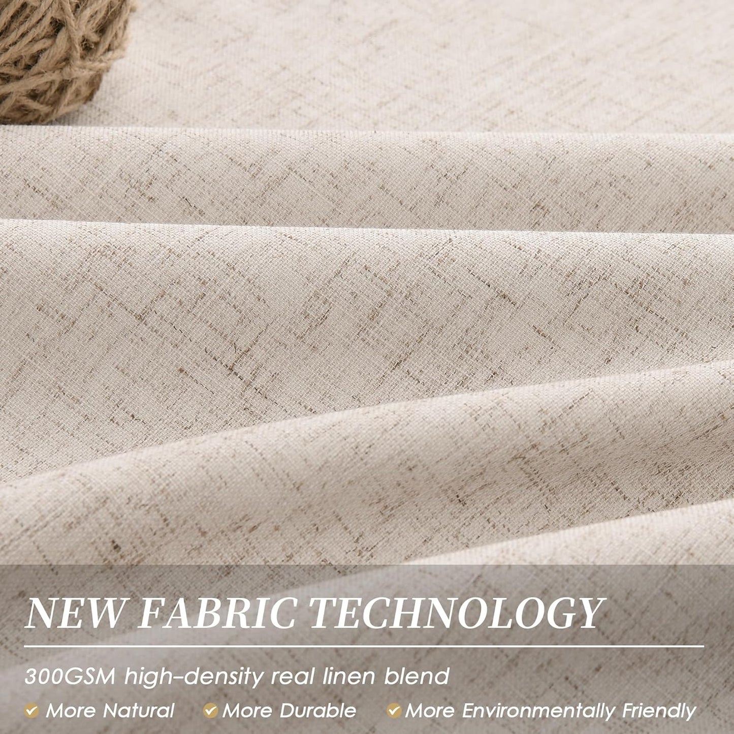 BOODII Oatmeal Linen 100% Blackout Curtains 100 Inch Extra Long Room Darkening Light Blocking Thermal Insulated Window Drapes Back Tab for Living Dining Room Nursery Natural Flax Linen Look Curtains