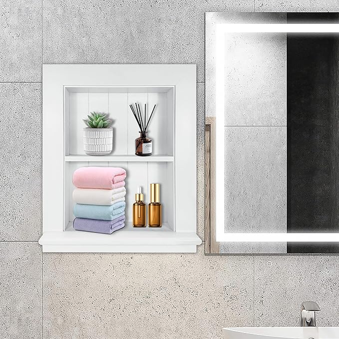 Royxen Recessed Medicine Cabinet, Bathroom Medicine Cabinets, Medicine Cabinet, Large Medicine Cabinets (White, 14 X 18 Inch, 2 Tier)