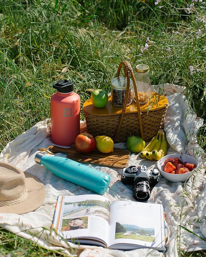 IRON °FLASK Sports Water Bottle - Wide Mouth with 3 Spout Lids - Stainless Steel Gym & Outdoor Bottles for Men, Women & Kids - Double Walled, Insulated Thermos, Metal Canteen - Clementine, 40 Oz