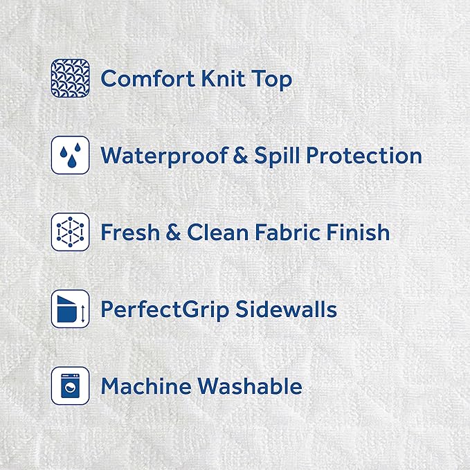 Sealy Complete Protection Mattress Protector- Queen Size Stain Protection Waterproof Machine Washable Cover