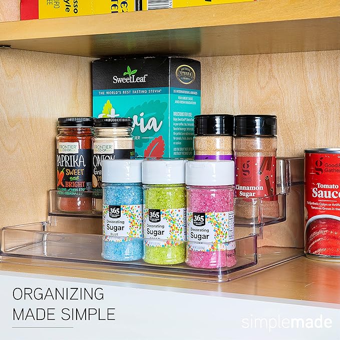 SIMPLEMADE 3-Tier Spice Rack Organizer - Versatile Storage Shelf for Kitchen, Bathroom, Bedroom & Office, Set of 1, Clear