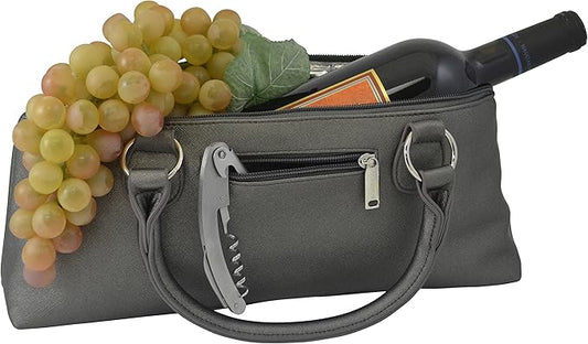 Wine Clutch Bag (Thermal Insulated) Trendy Women’s Carry Tote | Holds Red & White 750mL Bottles | Trendy Fashion | Incl. Portable Waiter-Style Corkscrew