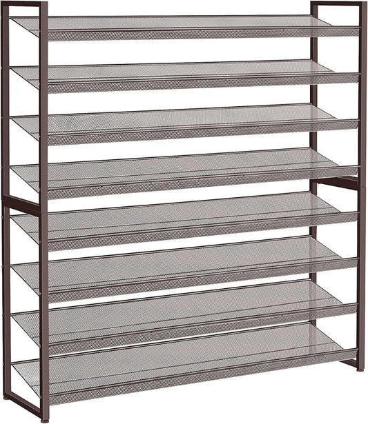 Shoe Rack, Long Shoe Organizer,Max Holds 50 Pairs,8 Tier Metal Shoe Storage Shelf,4-Tier Stackable Shoes Organizer for Garage, Entryway,Bronze