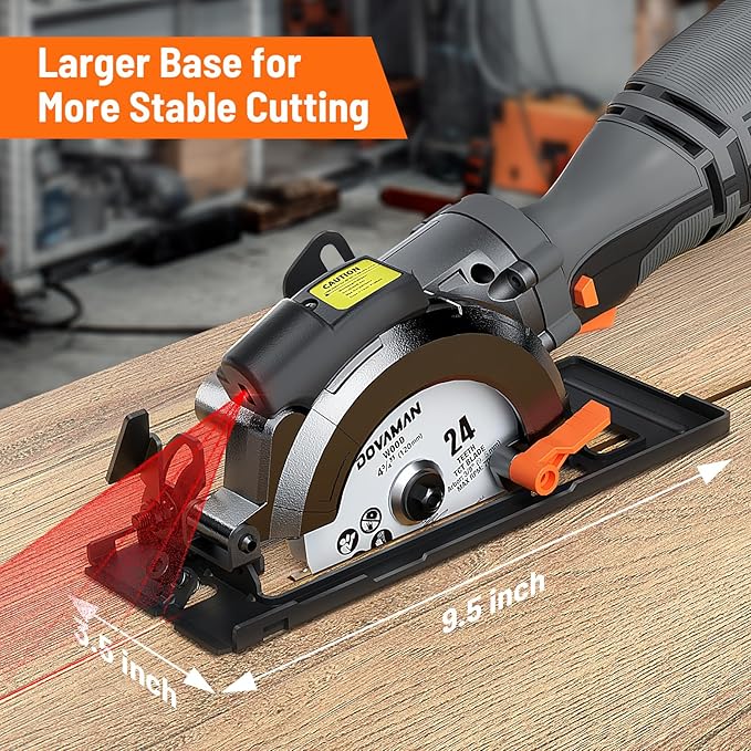 Circular Saw, 5.8A 4-1/2" Circular Saw w/Laser, Metal Auxiliary Handle, 6 Blades (4½", 4¾"), Cutting Depth 1-11/16" (90°), 1-3/8" (45°), Ideal for Wood, Soft Metal, Plastic, Tile - MCS01A