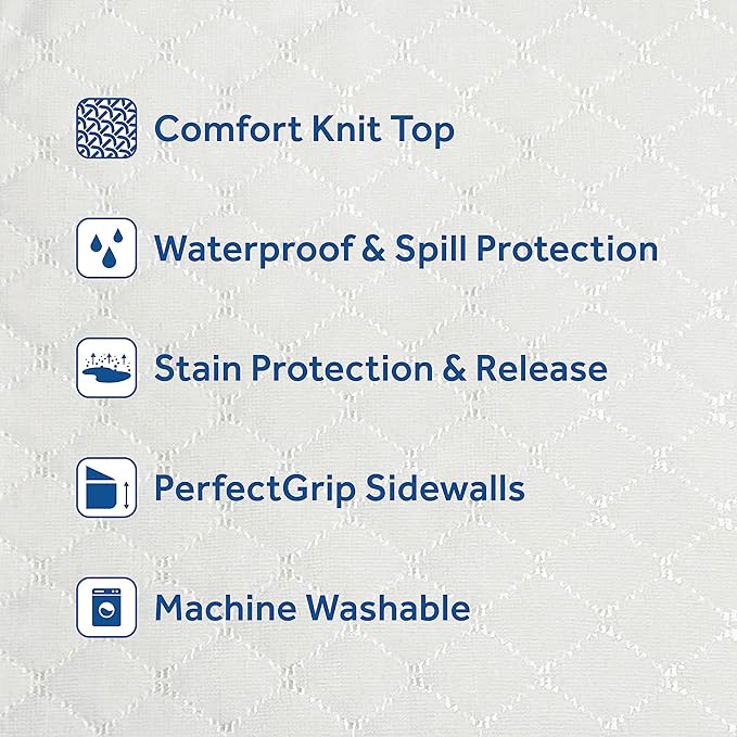 Sealy Spot and Stain Protection Fitted Mattress Protector- Twin Size Soft Polyester Waterproof Mattress Cover