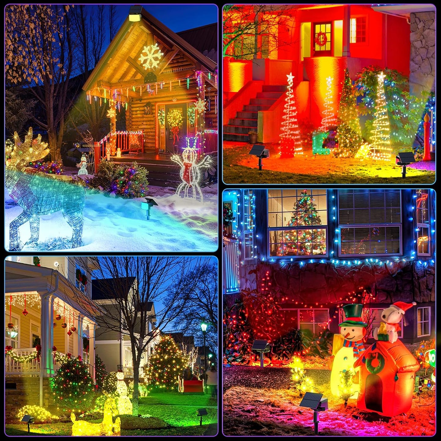 WELALO Solar Color Changing Spot Lights Outdoor, Waterproof Solar Christmas Lights with 9 Modes, Multicolor RGB Landscape Spotlights for Garden Yard Driveway Lawn Patio Pathway Decorations, 2 Pack