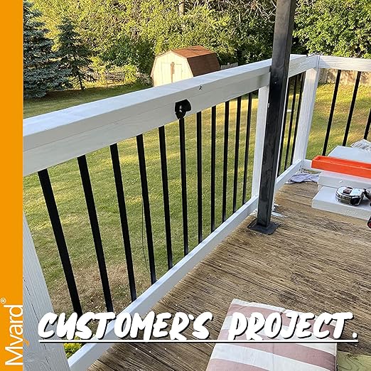 Myard 32-1/4 Inches Traditional Rectangle Aluminum Deck Balusters Furniture with Screws for Wood Composite Facemount Railing, Classic Geometric Style (50-Pack, Matte Black)