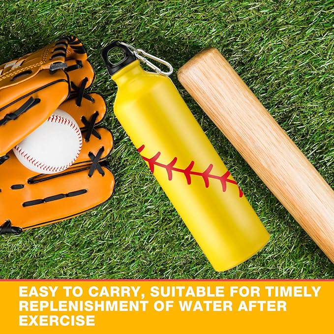 Uiifan 12 Pcs Softball Gift Leak Proof Aluminum Water Bottle Lightweight Bike Water Bottle Reusable Water Bottle with Twist Cap Buckle Travel Sports Bottle Softball Accessories for Camping Gym