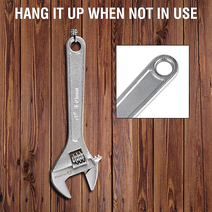 Olympia Tools 6" Adjustable Wrench, Heavy Duty Drop Forged Steel, Chrome Plated, Precision Machined Jaws, Rust Resistant