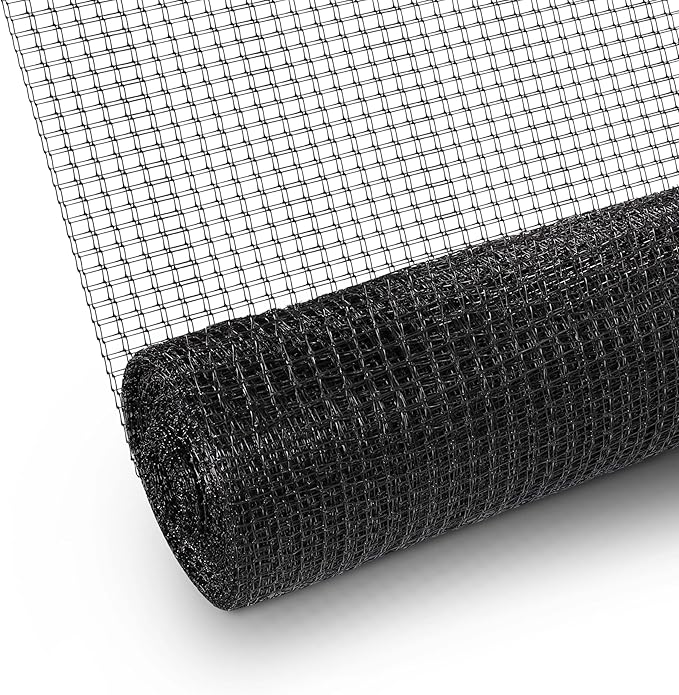 FRUITEAM Deer Fence Netting, 8FT x 100FT Heavy Duty Black PP Coated, Garden Protection Barrier, 0.7"x0.7" 70gr/sqm Mesh, Long-Lasting Yard Garden Fencing Roll