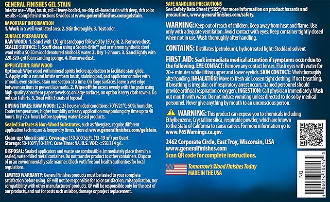 General Finishes Oil Base Gel Stain, 1 Gallon, Nutmeg