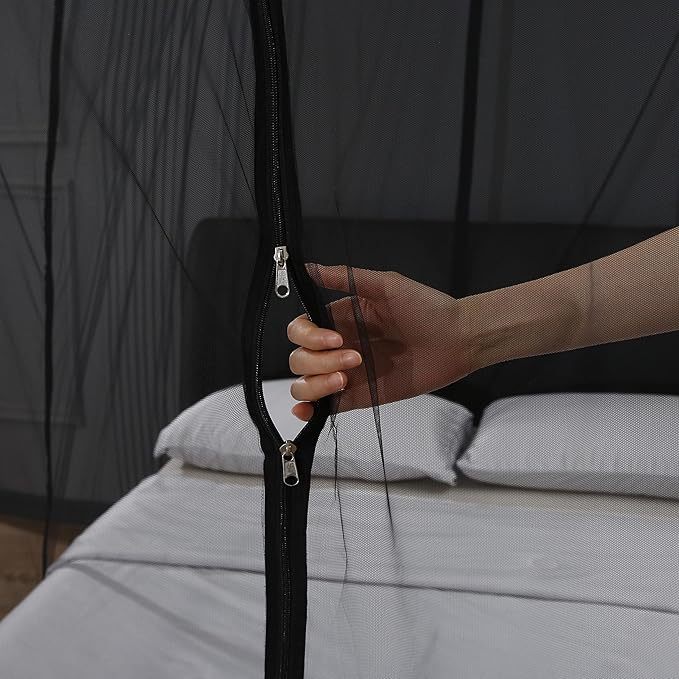 Mengersi Mosquito Net for Bed Canopy with Zipper,Canopy Bed Curtains Twin,Twin XL Bed,Mosquito Netting for Patio,Camping,Bug Net for Camping,Black
