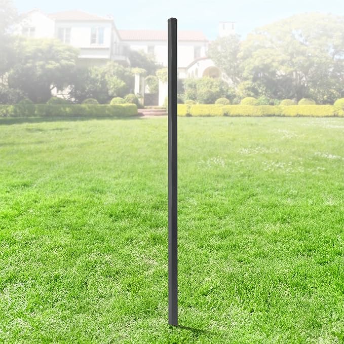 Fencer Wire Heavy Duty 7FT Outdoor Steel Fencing Border Post, 16 Gauge Anti-rust Metal Fence Post, 2” Diameter Decorative Garden Fence Post, Single, Black, FPSP16-B7 FW5P