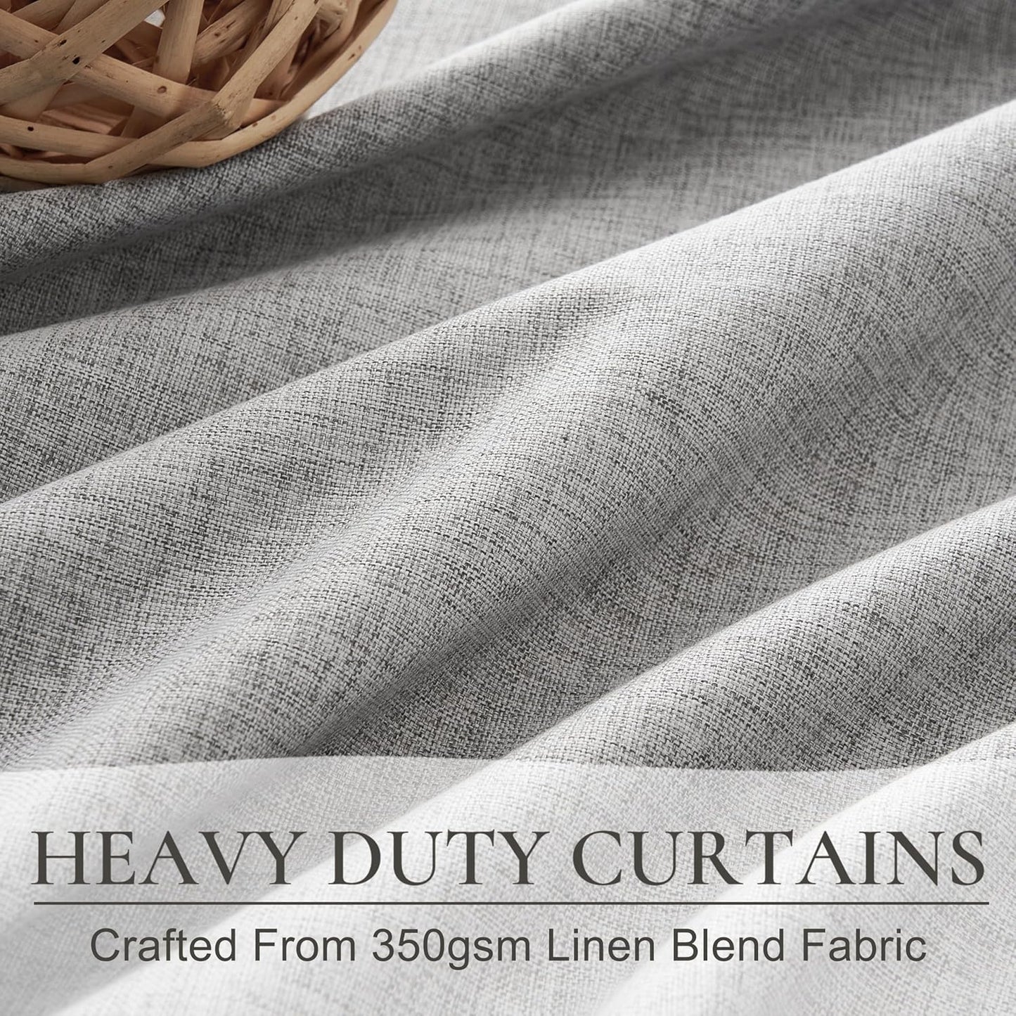 Gray 108 Inch Extra Long Curtains for Living Room 2 Panels Set, Memory Trained Pinch Pleated Blackout Lux Decor Window Drapes Energy Efficient Privacy Curtain 108 Inches for Bedroom(Linen Grey)