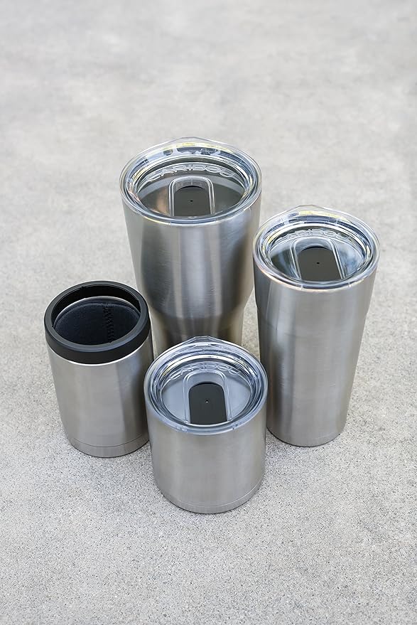 Camco Currituck Heavy Duty Stainless Steel Tumbler Cup with Lid by Camco- Perfect for Travel, Camping, Hiking, The Beach and Sports, Won't Condensate- 20 oz (51861)