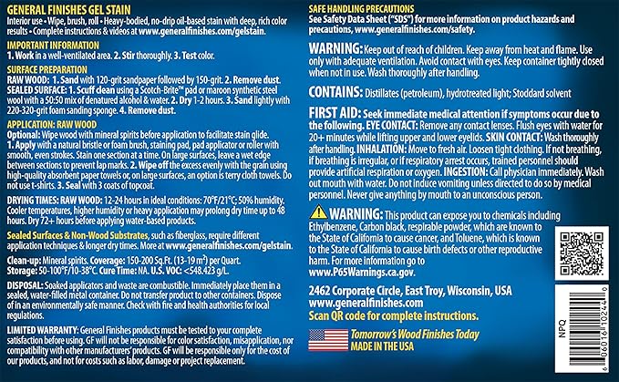 General Finishes Oil Base Gel Stain, 1 Gallon, New Pine