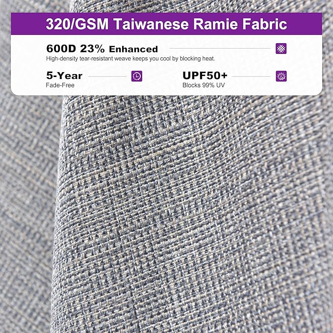 PURPLE LEAF 6 X 10 FT Semi-Auto Outdoor Patio Umbrella with Base Market Table Sun Umbrellas with 6 Aluminum Sturdy Ribs for Backyard Deck Garden Pool (Gray Pole Gray Canopy)