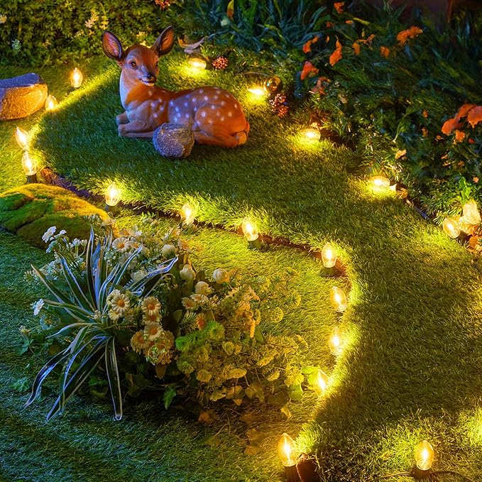 Brightown 100 Pack C9 LED Christmas Light Bulbs, Clear Plastic C9 Shatterproof LED Bulbs Replacement for Christmas String Lights, E17 Intermediate Base, Commercial Dimmable Holiday Bulbs