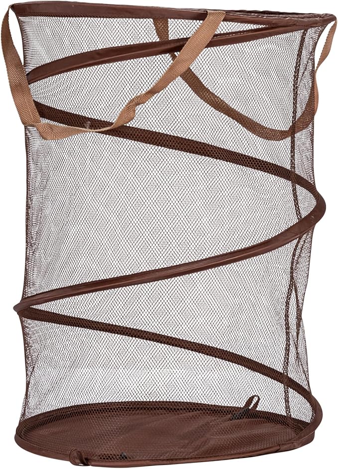 Household Essentials Pop-Up Mesh Laundry Hamper, Brown